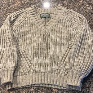 American Eagle V-neck Cable Knit Sweater - Sage Grey - Women’s Size S